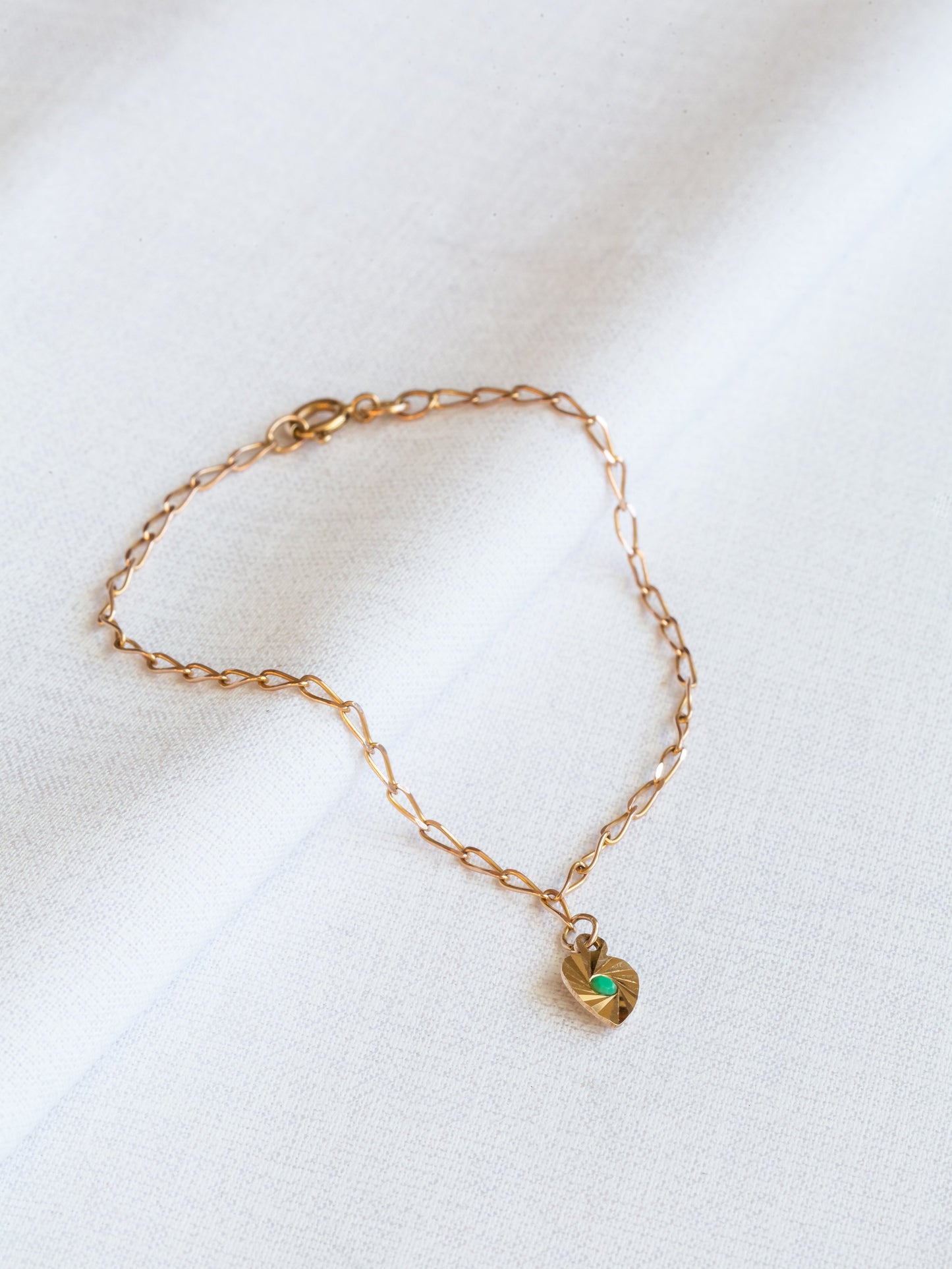 Vintage 9ct Gold Heart Charm Bracelet