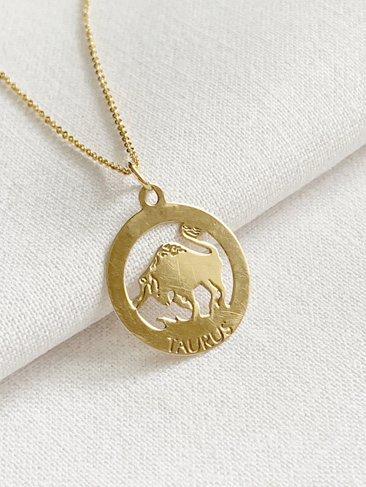 Vintage 9ct Gold Taurus Zodiac Necklace