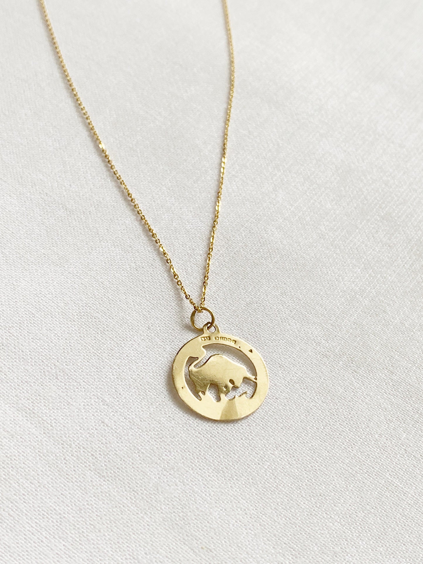 Vintage 9ct Gold Taurus Zodiac Necklace
