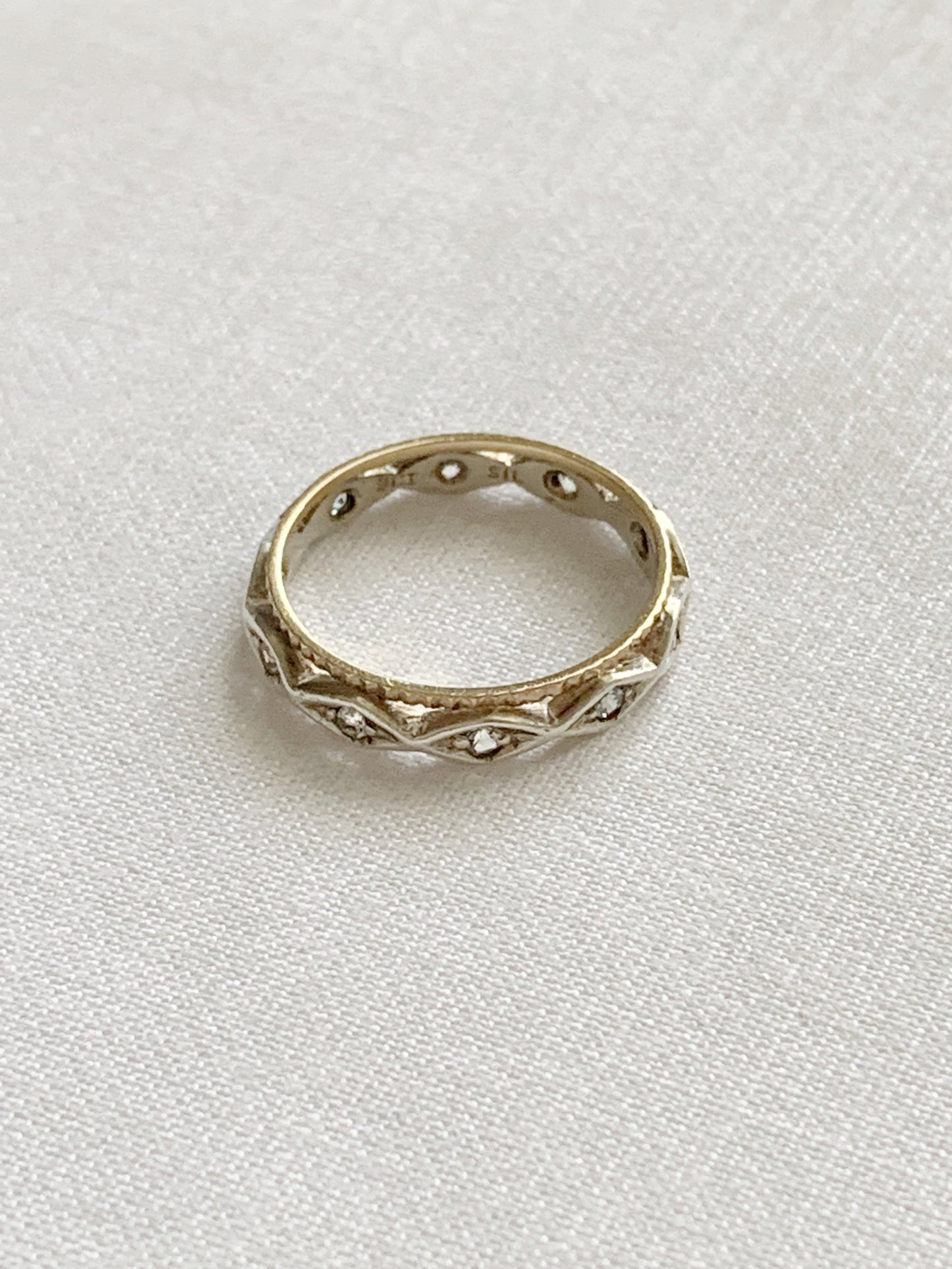 Vintage 9ct Gold and Sterling Silver Eternity Ring