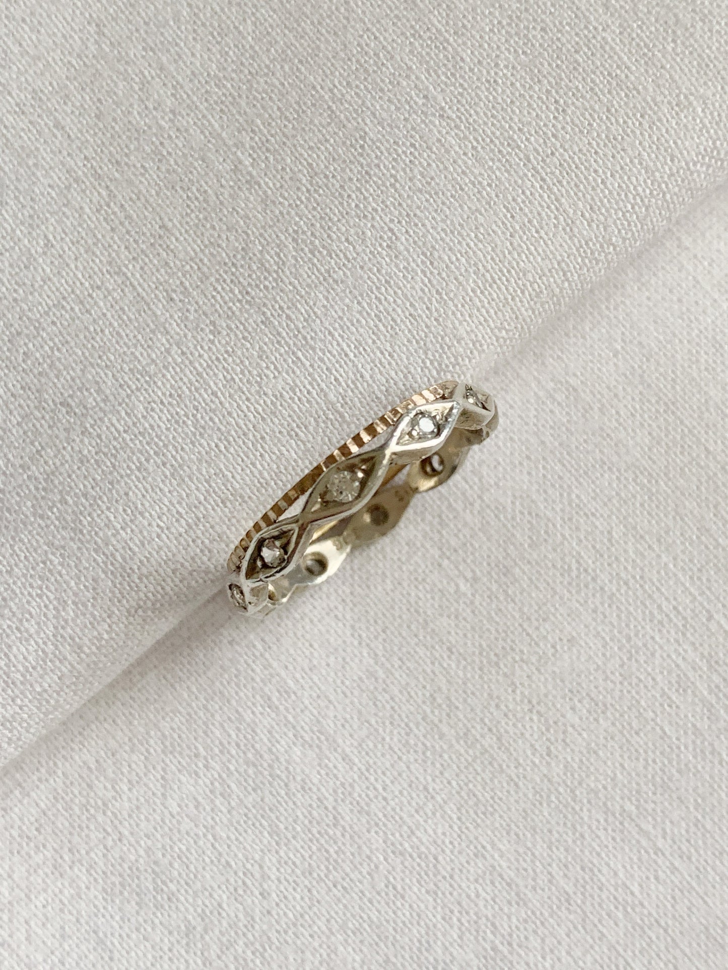 Vintage 9ct Gold and Sterling Silver Eternity Ring