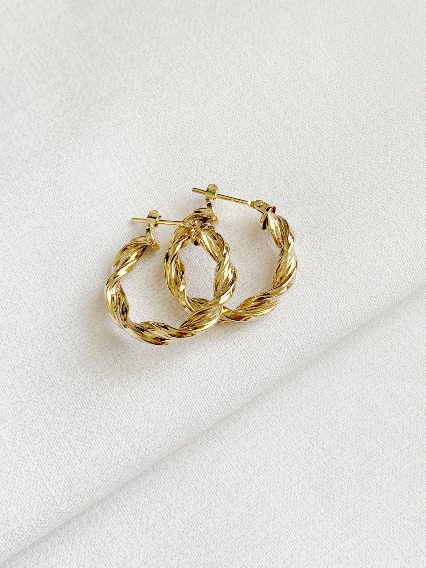 Vintage 9ct Gold Chunky Twist Hoop Earrings