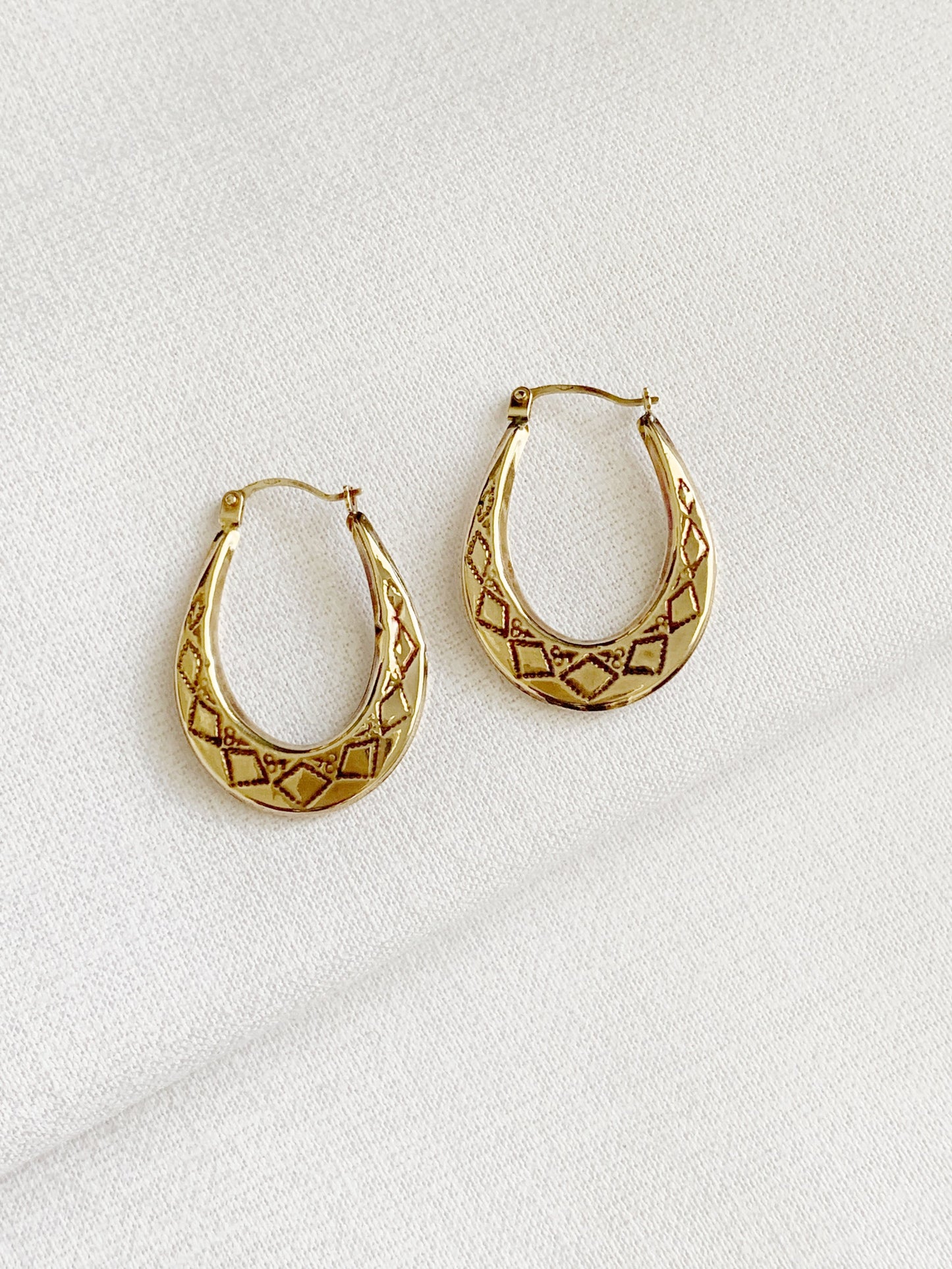 Vintage 9ct Gold Creole Boho Hoop Earrings