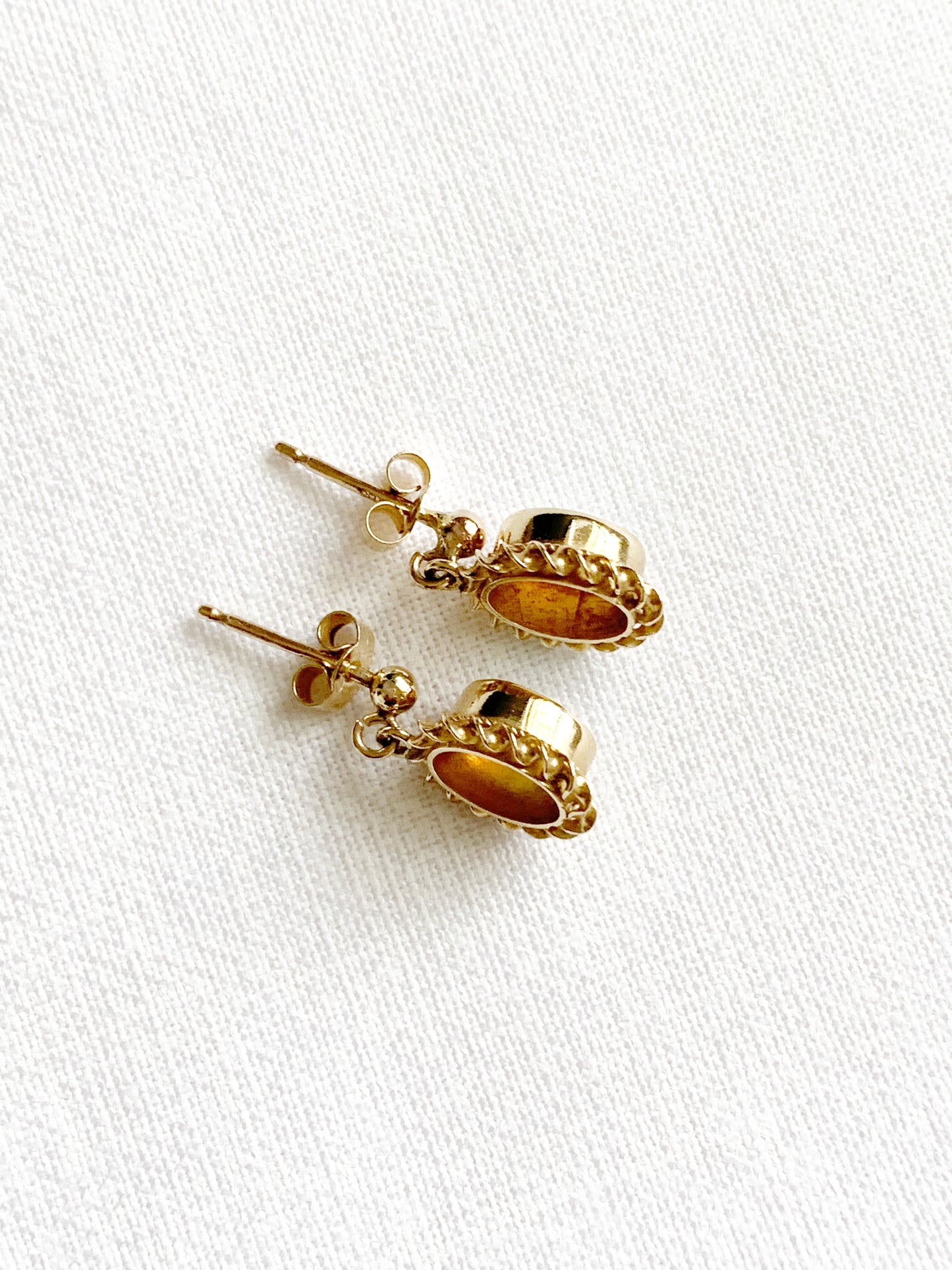 Vintage 9ct Gold Opal Dangle Earrings 1986