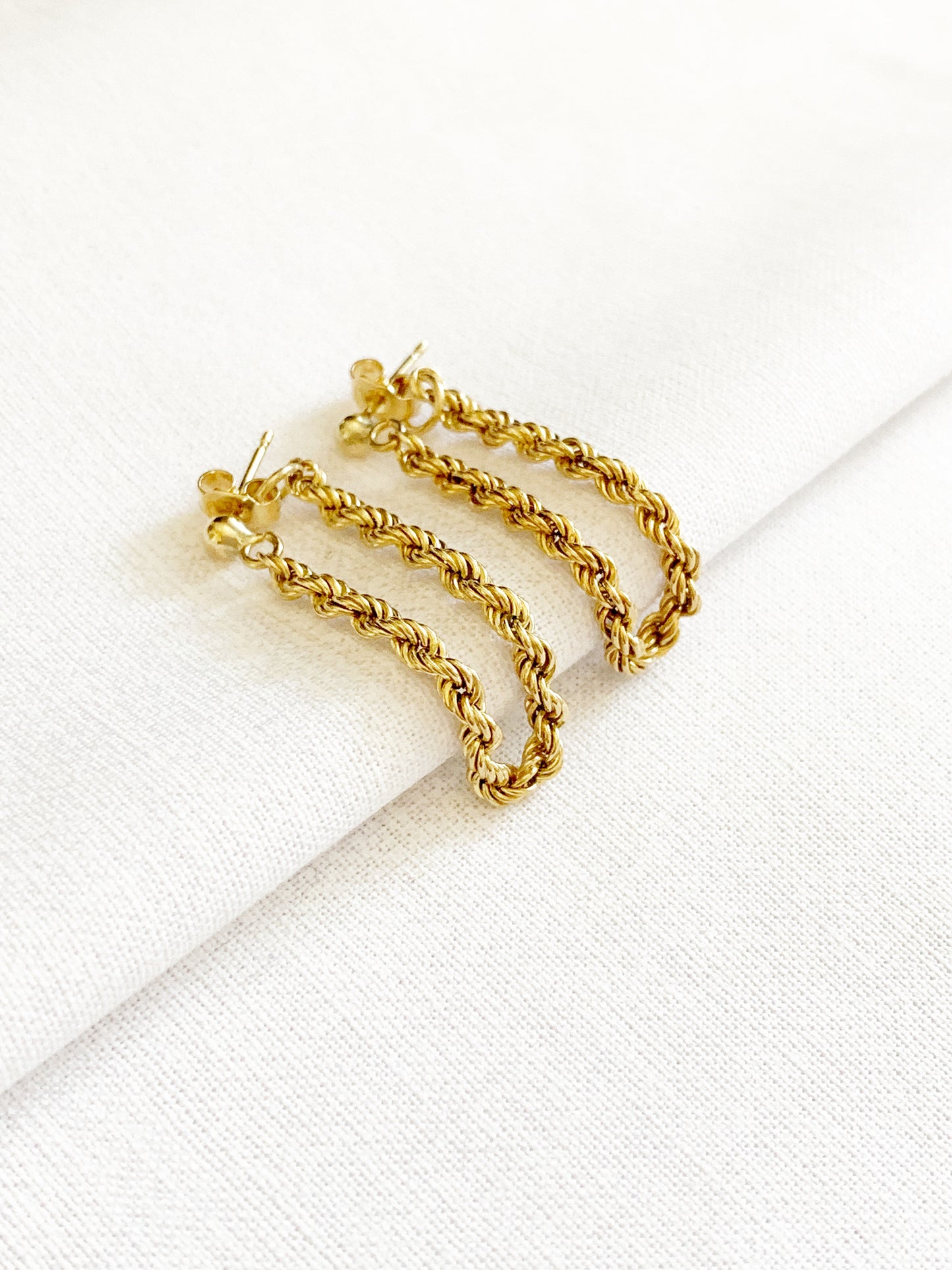 Vintage 9ct Gold Rope Chain Earrings