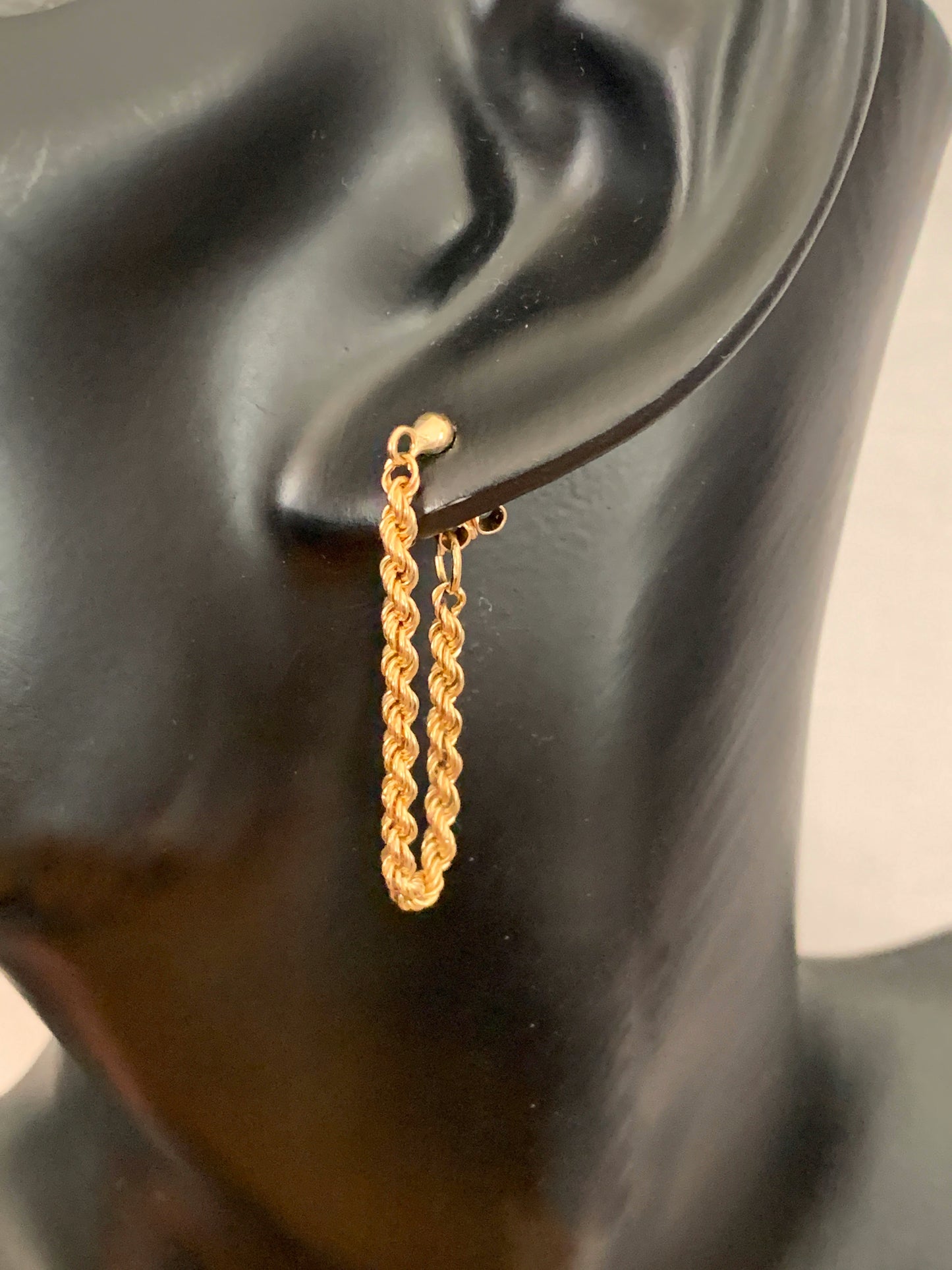 Vintage 9ct Gold Rope Chain Earrings