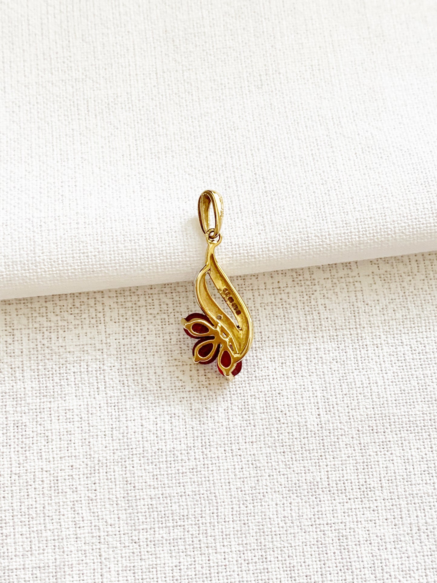 Vintage 9ct Gold Ruby and Diamond Pendant