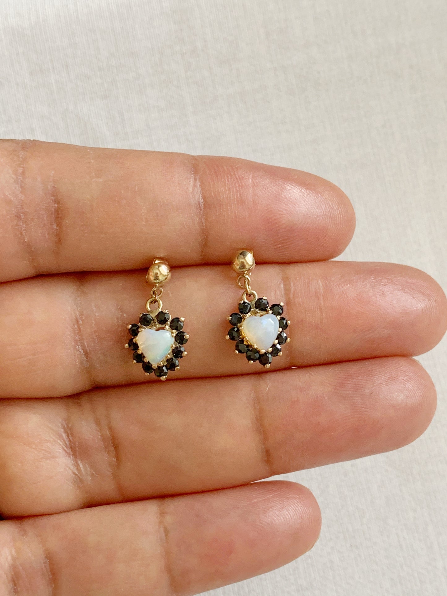 Vintage 9ct Gold Sapphire and Opal Earrings