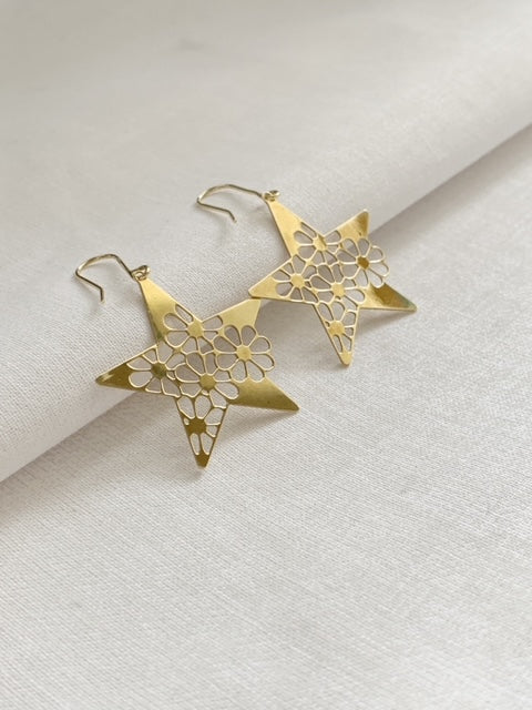 RARE Vintage 9ct Gold Star Earrings