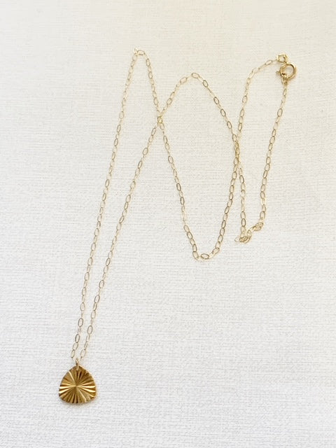 Vintage 9ct Gold Sunburst Pendant Necklace 1966