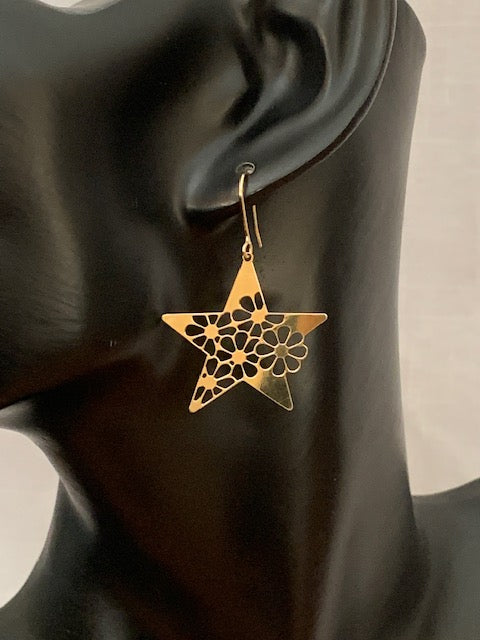 RARE Vintage 9ct Gold Star Earrings