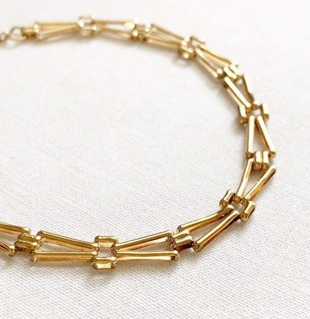 RARE Vintage 9ct Gold Geometric Link Bracelet 1989