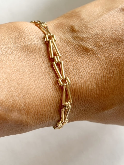 RARE Vintage 9ct Gold Geometric Link Bracelet 1989