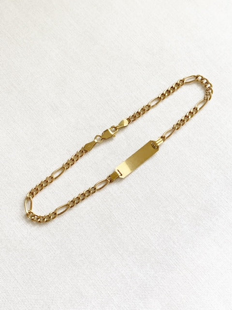 Vintage 9ct Gold ID Chain Link Bracelet 1947