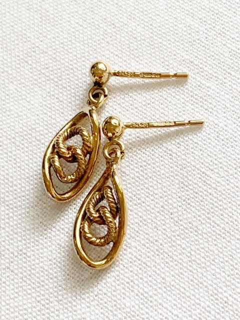 RARE Vintage 9ct Gold Chain Link Earrings 1994