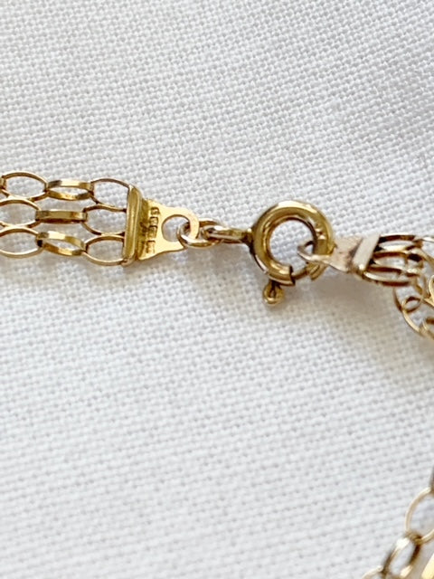 Vintage 9ct Gold Triple Chain Bracelet 1984