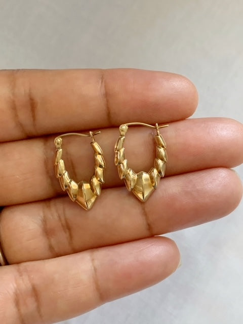 Unique Vintage 9ct Gold Creole Hoop Earrings