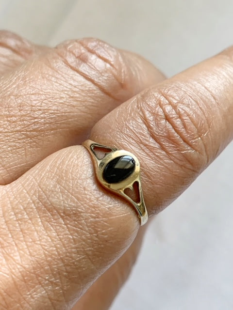 Vintage 9ct Gold Onyx Signet Ring 1987