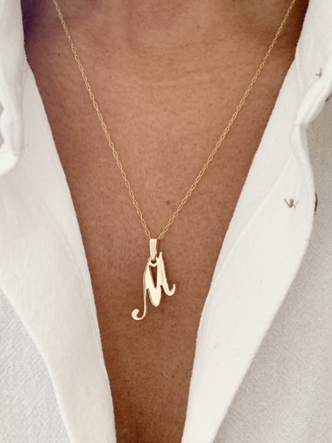 Vintage 9ct Gold Initial M Necklace