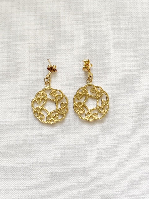 Vintage 9ct Gold Celtic Dangle Earrings