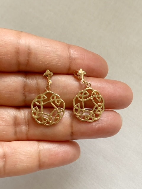 Vintage 9ct Gold Celtic Dangle Earrings