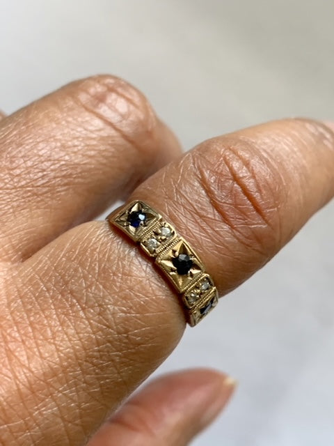 RARE Vintage 9ct Gold Art Deco Sapphire Ring