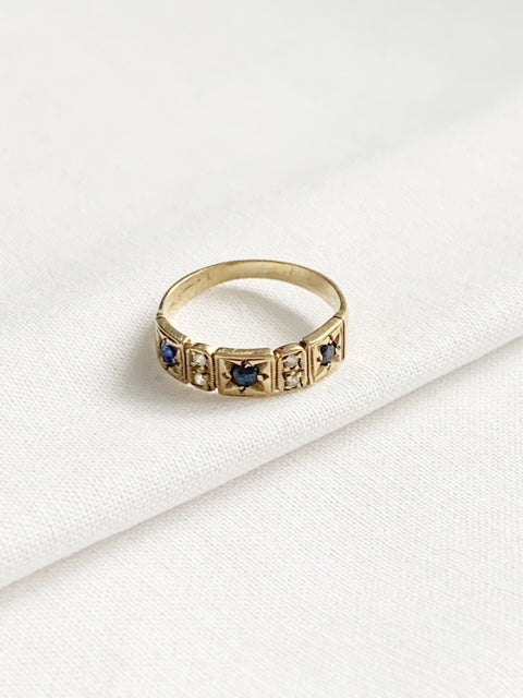 RARE Vintage 9ct Gold Art Deco Sapphire Ring